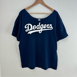 Majestic Athletic Los Angeles Dodgers off-the-shoulder baseball tee